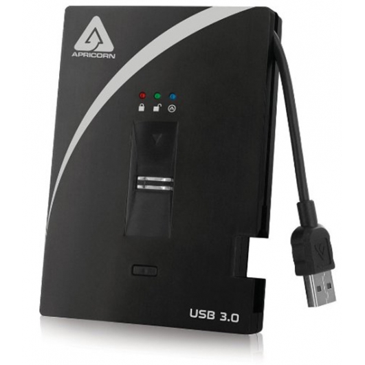 Apricorn Aegis Bio 512GB External Portable Hard Drive, USB 3.0, Encrypted, Padlock