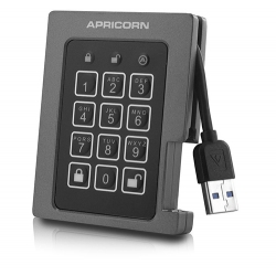 Apricorn Aegis 4TB External Portable SSD, USB 3.0, Encrypted, Padlock, FIPS