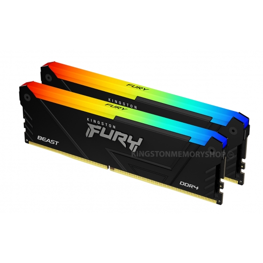 Kingston FURY Beast RGB KF426C16BB2AK2/16 16GB (8GB x2) DDR4 2666MT/s Black DIMM [XMP]