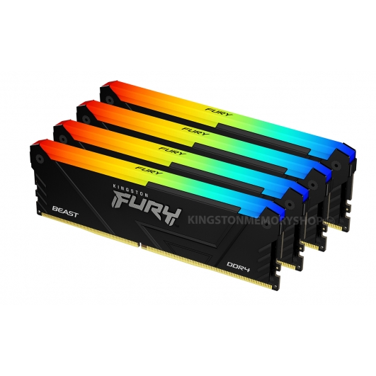 Kingston FURY Beast RGB KF436C18BB2AK4/128 128GB (32GB x4) DDR4 3600MT/s Black DIMM [XMP]