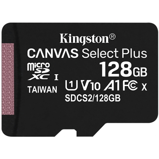 Kingston 128GB Canvas Select Plus Micro SD Card - U1, V10, A1, Up To 100MB/s