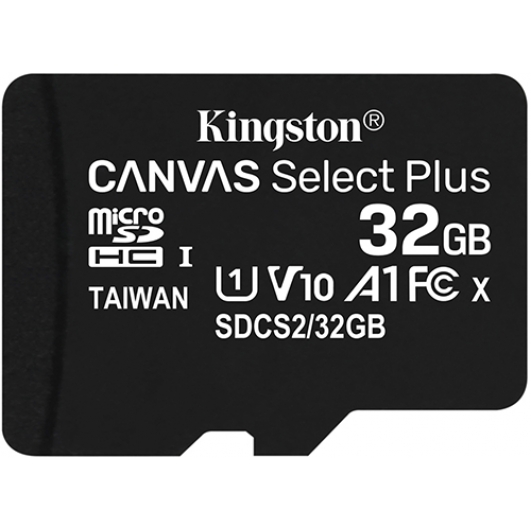 Kingston 32GB Canvas Select Plus Micro SD Card - U1, V10, A1, Up To 100MB/s