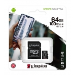 Kingston 64GB Canvas Select Plus Micro SD (SDXC) Card U1, V10, A1, 100MB/s R, 10MB/s W