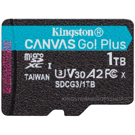 Kingston 1TB (1000GB) Canvas Go Plus Micro SD (SDXC) Card U3, V30, A2, 170MB/s R, 90MB/s W