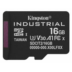16GB Kingston Industrial Micro SD (SDHC) Memory Card - U3, V30, A1, 100MB/s R, 80MB/s W