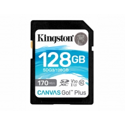 128GB Kingston Canvas Go Plus SD (SDXC) Memory Card - U3, V30, A2, 170MB/s R, 90MB/s W