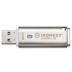 Kingston Ironkey 64GB Locker+ 50 Encrypted Type-A Flash Drive USB 3.2, Gen1, 145MB/s