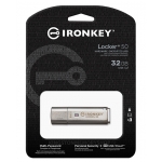 Kingston Ironkey 32GB Locker+ 50 Encrypted Type-A Flash Drive USB 3.2, Gen1, 145MB/s