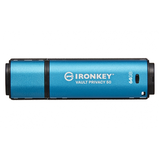 Kingston Ironkey 64GB Vault Privacy 50 Encrypted Type-A Flash Drive USB 3.2, FIPS 197, 250MB/s R, 180MB/s W