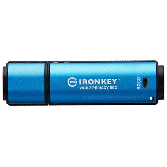 Kingston Ironkey 32GB Vault Privacy 50C Encrypted Type-C Flash Drive USB 3.2, FIPS 197, 250MB/s R, 180MB/s W