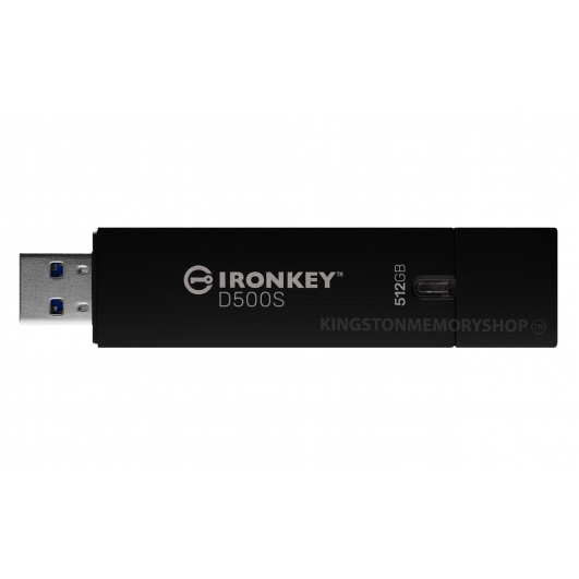 Kingston Ironkey 512GB D500S Encrypted Type-A Flash Drive USB 3.2, Gen1, FIPS 140-3*, 310MB/s R, 250MB/s W