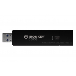 Kingston Ironkey 8GB D500S Encrypted Type-A Flash Drive USB 3.2, Gen1, FIPS 140-3*, 260MB/s R, 190MB/s W