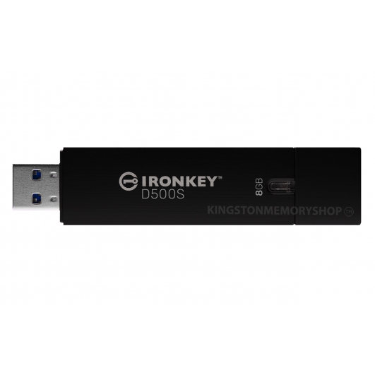 Kingston Ironkey 8GB D500S Encrypted Type-A Flash Drive USB 3.2, Gen1, FIPS 140-3*, 260MB/s R, 190MB/s W