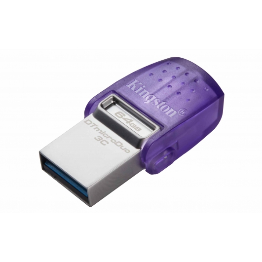64GB Kingston DataTraveler microDuo 3C USB Flash Drive - USB 3.2, Gen1, Type-A/C, 200MB/s R