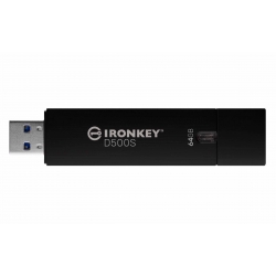 64GB Kingston Ironkey D500S USB Flash Drive - USB 3.2, Gen1, Type-A, 260MB/s R, 190MB/s W