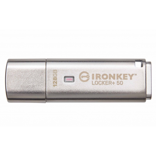 128GB Kingston Ironkey Locker+ 50 USB Flash Drive - USB 3.2, Gen1, Type-A, 145MB/s R, W