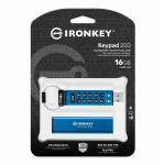 16GB Kingston Ironkey Keypad 200 USB Flash Drive - USB 3.2, Gen1, Type-A, 145MB/s R, 115MB/s W