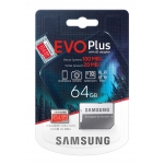 Samsung 64GB EVO Plus Micro SD (SDXC) Card, Gen2, 100MB/s R, 20MB/s W