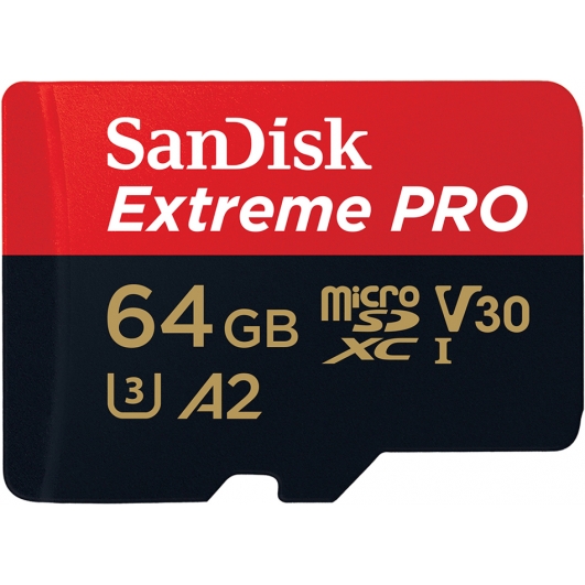 SanDisk 64GB Extreme Pro Micro SD (SDXC) Card U3, V30, A2, 200MB/s R, 90MB/s W