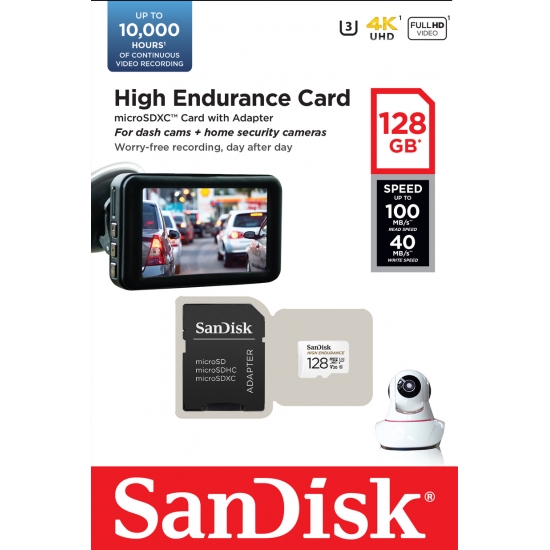 SanDisk 128GB High Endurance Micro SD SDXC Card U3 V30 100MB s R 