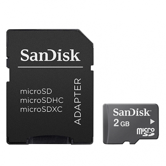 SanDisk 2GB Micro SD Card 4MB/s W + Adapter