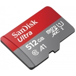 SanDisk 512GB Ultra Micro SD (SDXC) Card A1, 120MB/s R, 10MB/s W