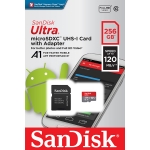 SanDisk 256GB Ultra Micro SD (SDXC) Card A1, 120MB/s R, 10MB/s W