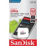 SanDisk 64GB Ultra Micro SD (SDXC) Card 100MB/s R, 10MB/s W
