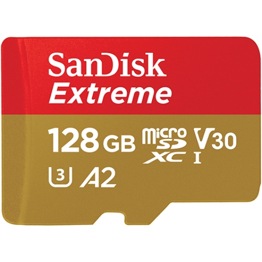 SanDisk 128GB Extreme Micro SD (SDXC) Card U3, V30, A2, 190MB/s R, 90MB/s W
