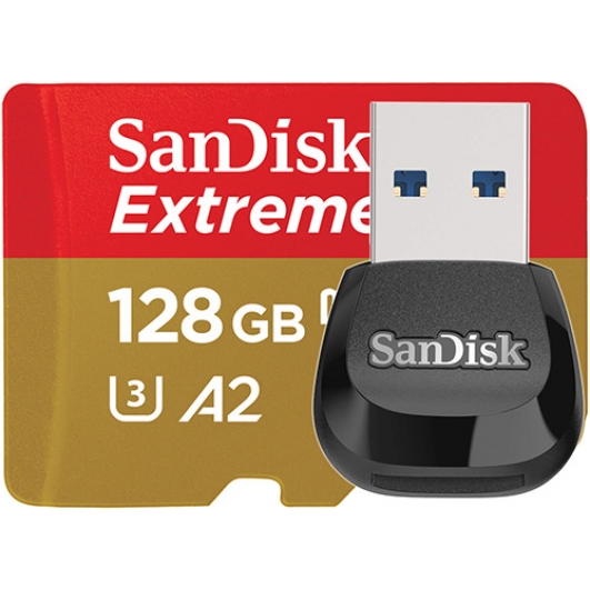 Sandisk 128 GB Extreme Micro SD Card & Reader