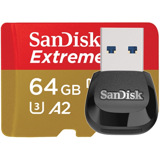 Sandisk 64 GB Extreme Micro SD Card & Reader