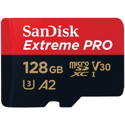 SanDisk 128GB Extreme Pro Micro SD (SDXC) Card U3, V30, A2, 200MB/s R, 90MB/s W