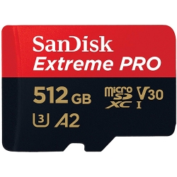 SanDisk 512GB Extreme Pro Micro SD (SDXC) Card U3, V30, A2, 200MB/s R, 140MB/s W
