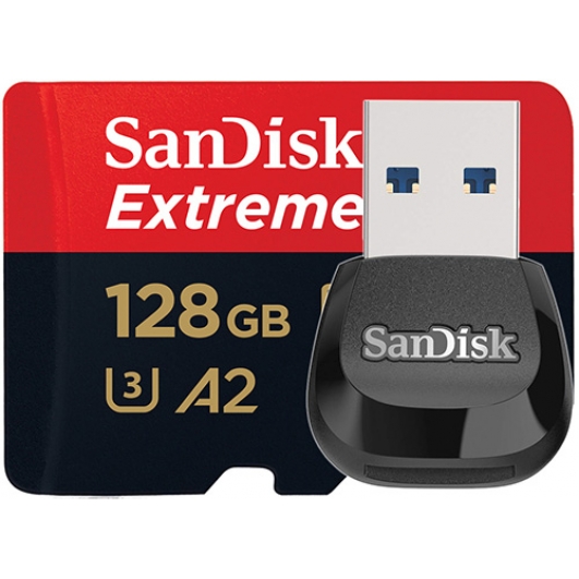Sandisk 128 GB Extreme Pro Micro SD Card & Reader