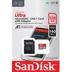 SanDisk 128GB Ultra Micro SD (SDXC) Card A1, 140MB/s R, 10MB/s W