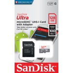 SanDisk 128GB Ultra Micro SD (SDXC) Card, Inc Adapter, 100MB/s R, 10MB/s W