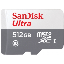 SanDisk 512GB Ultra Micro SD (SDXC) Card, Inc Adapter, 100MB/s R, 10MB/s W