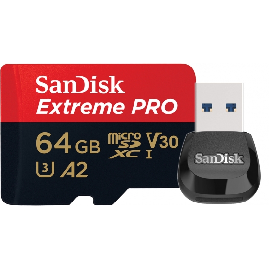 Sandisk 64gb Extreme Pro Micro Sd Sdxc Card U3 V30 170mb S R 90mb S W Usb 3 0 Reader Buy Online Memorycow Free Uk Delivery