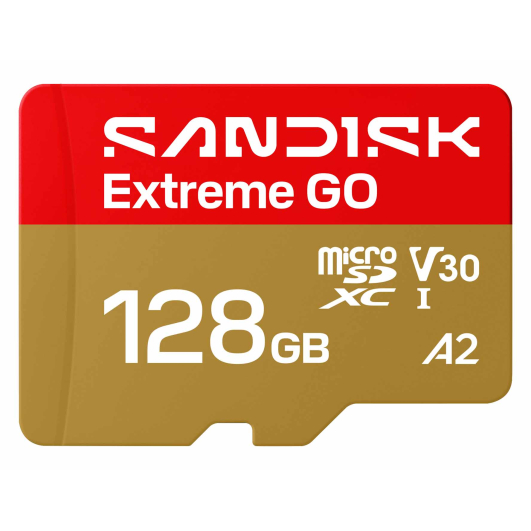 128GB SanDisk Extreme Go Micro SD (SDXC) Memory Card - U3, V30, 240MB/s R, 120MB/s W