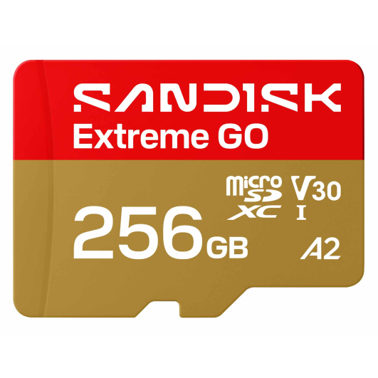 256GB SanDisk Extreme Go Micro SD (SDXC) Memory Card - U3, V30, 240MB/s R, 160MB/s W