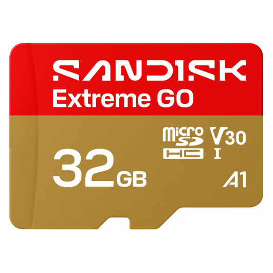 32GB SanDisk Extreme Go Micro SD (SDHC) Memory Card - U3, V30, 100MB/s R, 60MB/s W