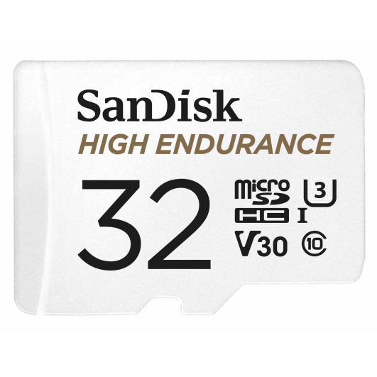 32GB SanDisk High Endurance Micro SD (SDHC) Memory Card - U3, V30, 100MB/s R, 40MB/s W