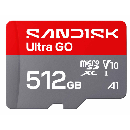 512GB SanDisk Ultra Go Micro SD (SDXC) Memory Card - U1, V10, A1, 190MB/s R
