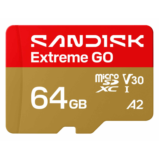 64GB SanDisk Extreme Go Micro SD (SDXC) Memory Card - U3, V30, 170MB/s R, 80MB/s W