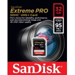 SanDisk 32GB Extreme Pro SD (SDHC) Card U3, V30, 95MB/s R, 90MB/s W