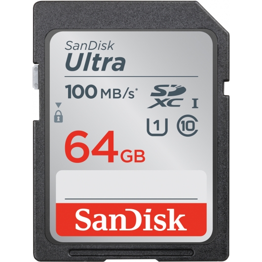 SanDisk 64GB Ultra SD (SDXC) Card 100MB/s R, 10MB/s W (Gen1)