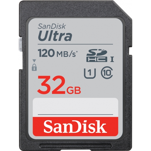 SanDisk 32GB Ultra SDHC (SD) Card 120MB/s R, 10MB/s W