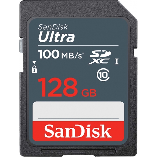 SanDisk 128GB Ultra SD (SDXC) Card 100MB/s R, 10MB/s W - Refurbished/Open Box