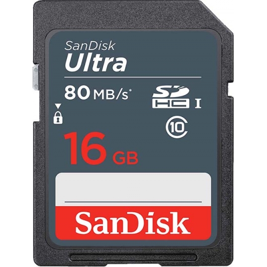 SanDisk 16GB Ultra SD Card - U1, Up To 80MB/s