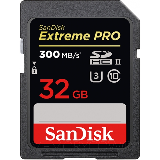 SanDisk 32GB Extreme Pro SD (SDHC) Card UHS-II U3, 300MB/s R, 260MB/s W
